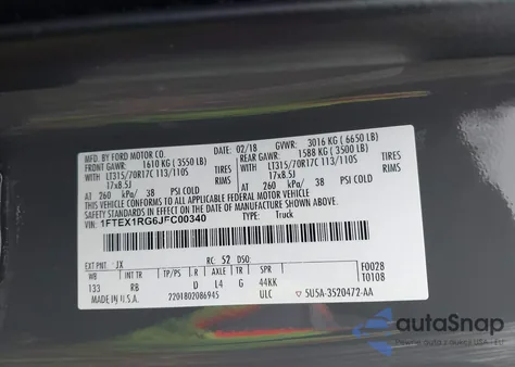 2018 Ford F-150 Raptor из США, поврежденный, VIN 1FTEX1RG6JFC00340